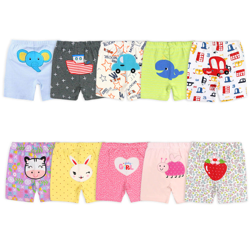 5Pcs Baby Toddler Cartoon Print Short Pants Elastic Waist Cotton Sleepwear Pants Leggings for Boys Girls Unisex