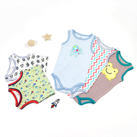 Baby Bodysuit Cotton Vests Without Sleeve for Newborn 5-Pack One-Piece Suit for Boy and Girl 0-24 Months