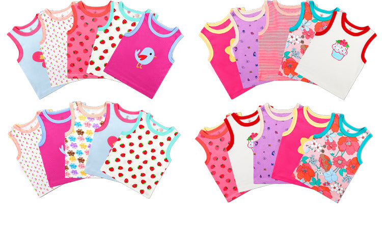 Babys T-Shirts 5-Pack Multiple Designs Tees Sleeveless Tops for 0-24 Months
