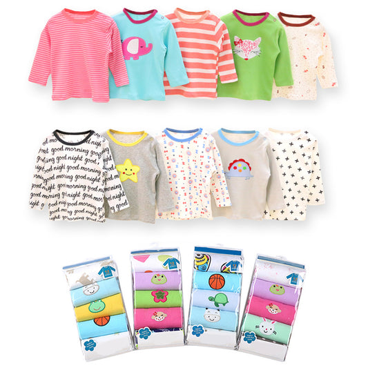 Babys T-Shirts 5-Pack Multiple Designs Tees Long Sleeve Tops for 0-24 Months