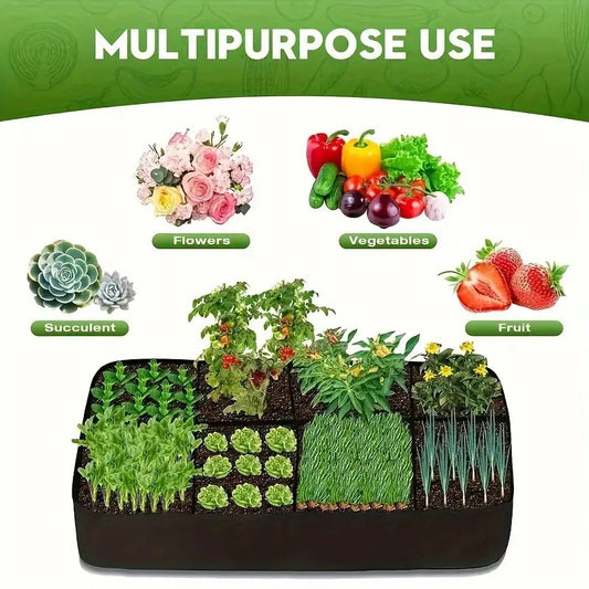2 Packs 128 Gallon 8 Grids Fabric Raised Garden Bed, Plant Grow Bags, 180*90*30cm Large Outdoor Planters for Growing Vegetables Potatoes Flowers, Rectangle Planting Container for Outdoor Gardening