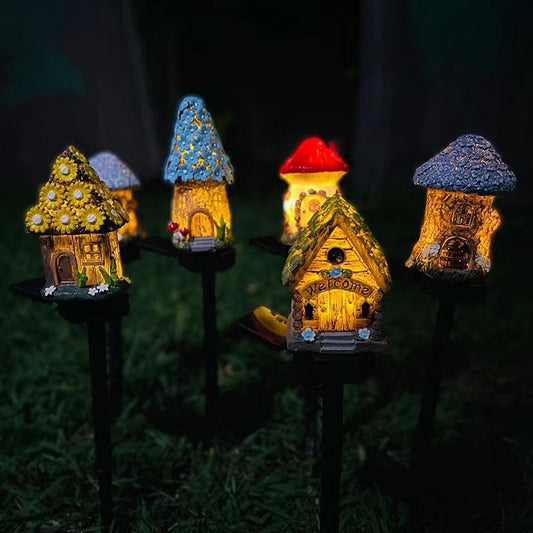 6 Packs Outdoor Garden Mushroom Fairy House Solar Light Home Statue LED Light Fairy Lights for Outside Garden Lawn Walkway Patio Yard Backyard Plant Decoration