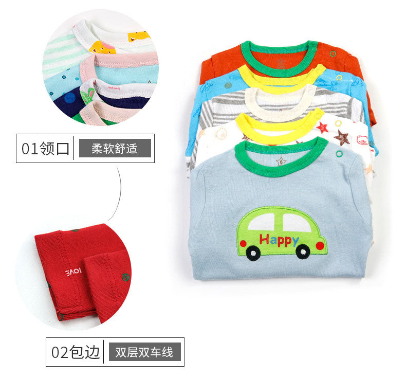 Babys T-Shirts 5-Pack Multiple Designs Tees Long Sleeve Tops for 0-24 Months