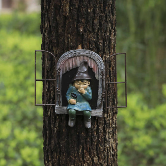 8 Pcs Garden Gnome Statue, Funny Garden Peeker Sculpture for Yard Garden Porch Decoration