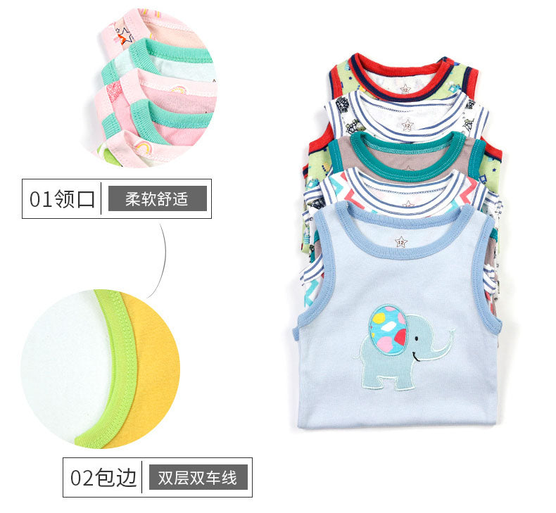 Baby Bodysuit Cotton Vests Without Sleeve for Newborn 5-Pack One-Piece Suit for Boy and Girl 0-24 Months