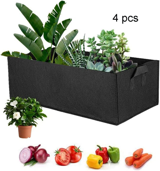 4 Packs Long Vegetable Grow Bags for Outdoor Gardening, planter boxes with Handles, Thickened Nonwoven Fabric Cloth Bag for Vegetables, Herbs, and Flower