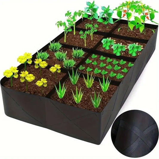 2 Packs 128 Gallon 8 Grids Fabric Raised Garden Bed, Plant Grow Bags, 180*90*30cm Large Outdoor Planters for Growing Vegetables Potatoes Flowers, Rectangle Planting Container for Outdoor Gardening