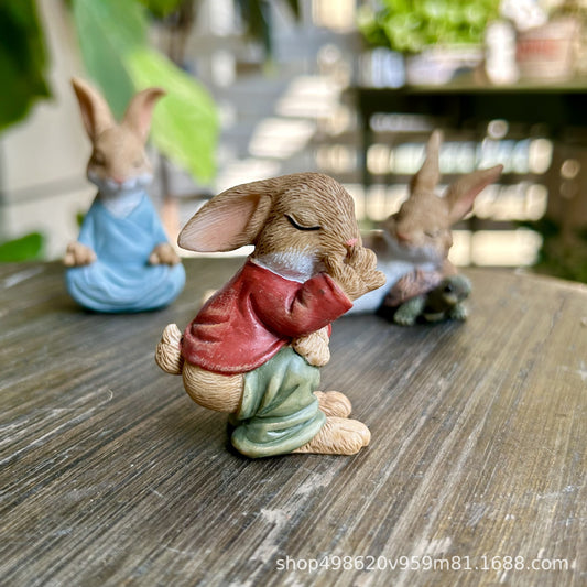 5 Pcs Cute Resin Garden Statue Decoration, Outdoor Lawn Yard Polyresin Animal Figurine Sculpture Ornament Décor, Fox Bunny Rabbit Patio Decor