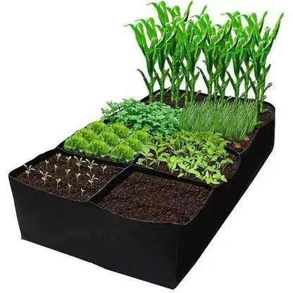 2 Packs 128 Gallon 8 Grids Fabric Raised Garden Bed, Plant Grow Bags, 180*90*30cm Large Outdoor Planters for Growing Vegetables Potatoes Flowers, Rectangle Planting Container for Outdoor Gardening