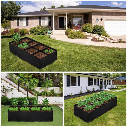 2 Packs 128 Gallon 8 Grids Fabric Raised Garden Bed, Plant Grow Bags, 180*90*30cm Large Outdoor Planters for Growing Vegetables Potatoes Flowers, Rectangle Planting Container for Outdoor Gardening