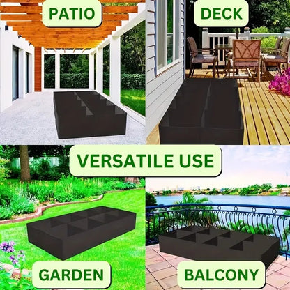 2 Packs 128 Gallon 8 Grids Fabric Raised Garden Bed, Plant Grow Bags, 180*90*30cm Large Outdoor Planters for Growing Vegetables Potatoes Flowers, Rectangle Planting Container for Outdoor Gardening