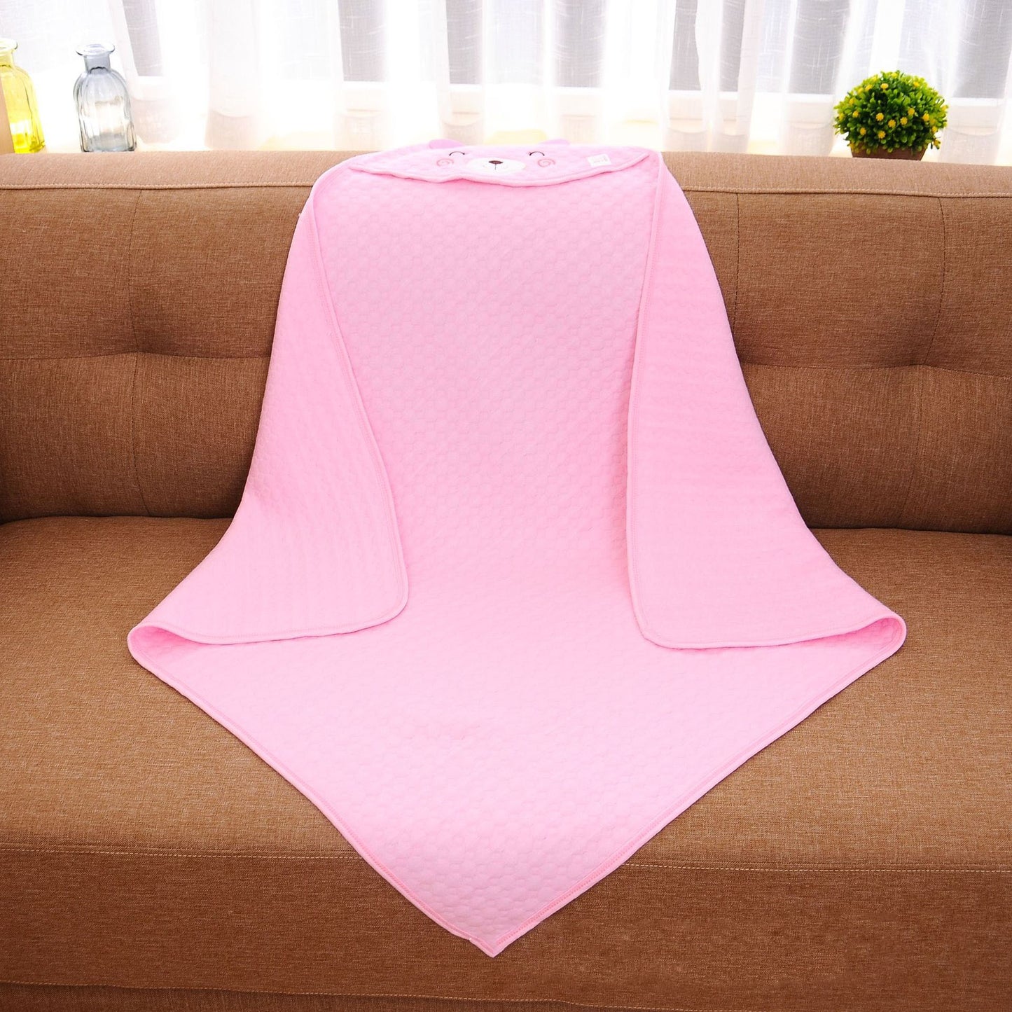 Baby Hooded Towel 100% Cotton 80x80cm Absorbent Bath Towel with Hood for Newborns & Toddlers 6 Colours Soft & Breathable, Swaddle Blanket, Nursery Blankets
