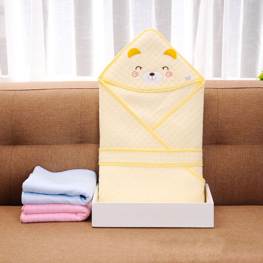 Baby Hooded Towel 100% Cotton 80x80cm Absorbent Bath Towel with Hood for Newborns & Toddlers 6 Colours Soft & Breathable, Swaddle Blanket, Nursery Blankets