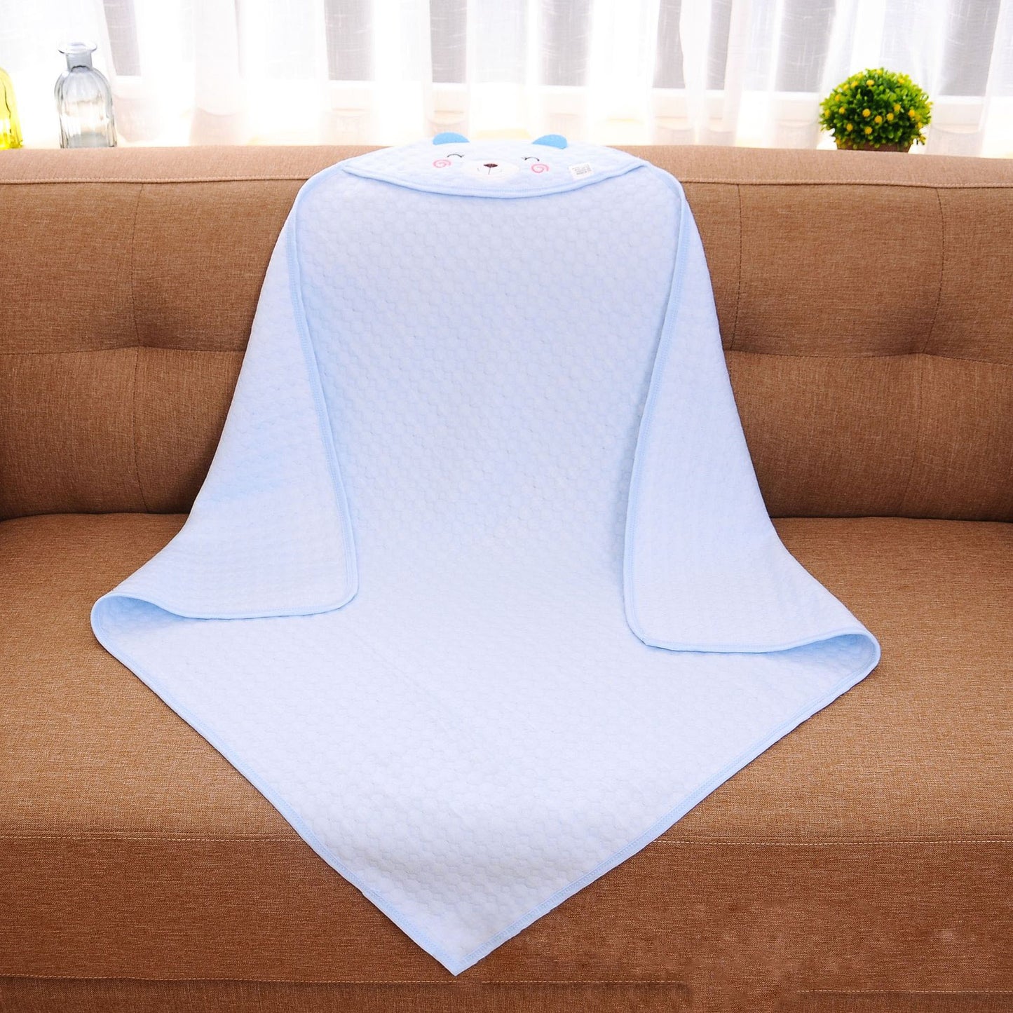 Baby Hooded Towel 100% Cotton 80x80cm Absorbent Bath Towel with Hood for Newborns & Toddlers 6 Colours Soft & Breathable, Swaddle Blanket, Nursery Blankets