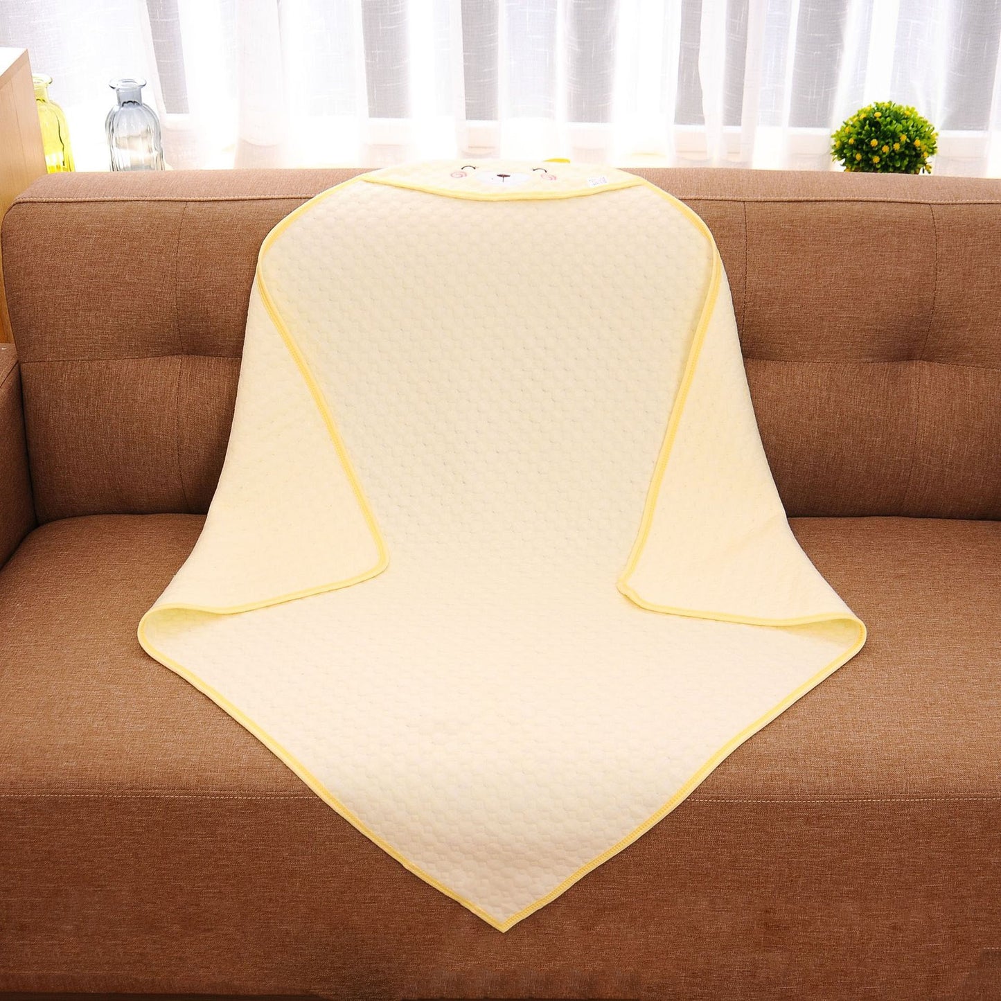 Baby Hooded Towel 100% Cotton 80x80cm Absorbent Bath Towel with Hood for Newborns & Toddlers 6 Colours Soft & Breathable, Swaddle Blanket, Nursery Blankets