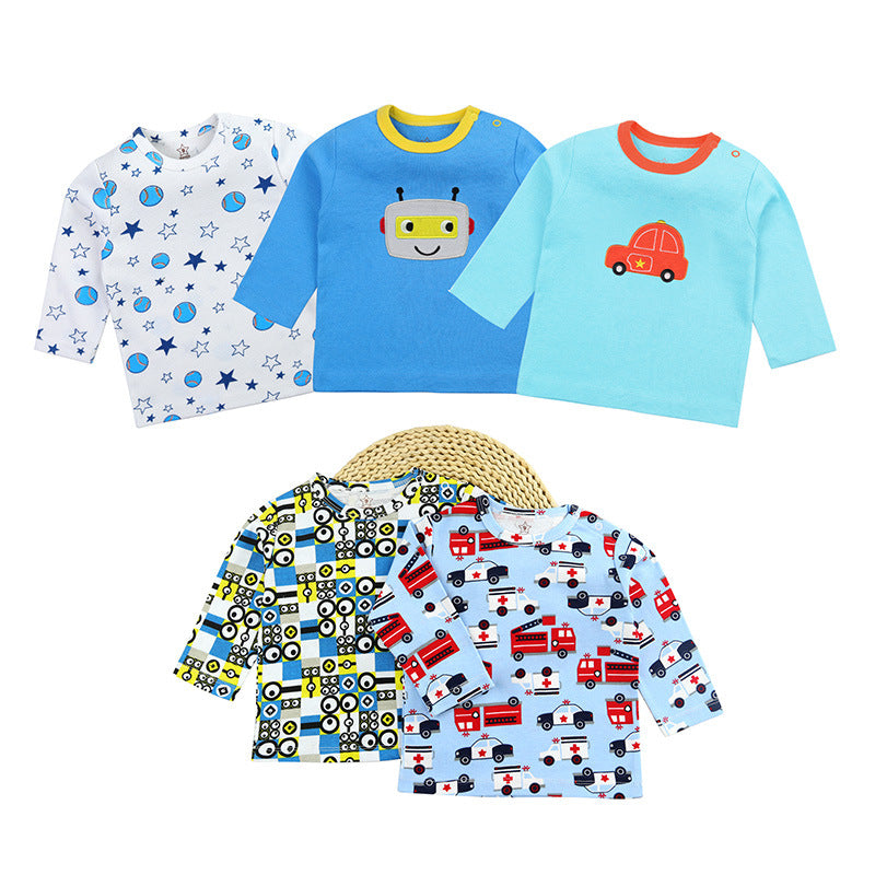 Babys T-Shirts 5-Pack Multiple Designs Tees Long Sleeve Tops for 0-24 Months