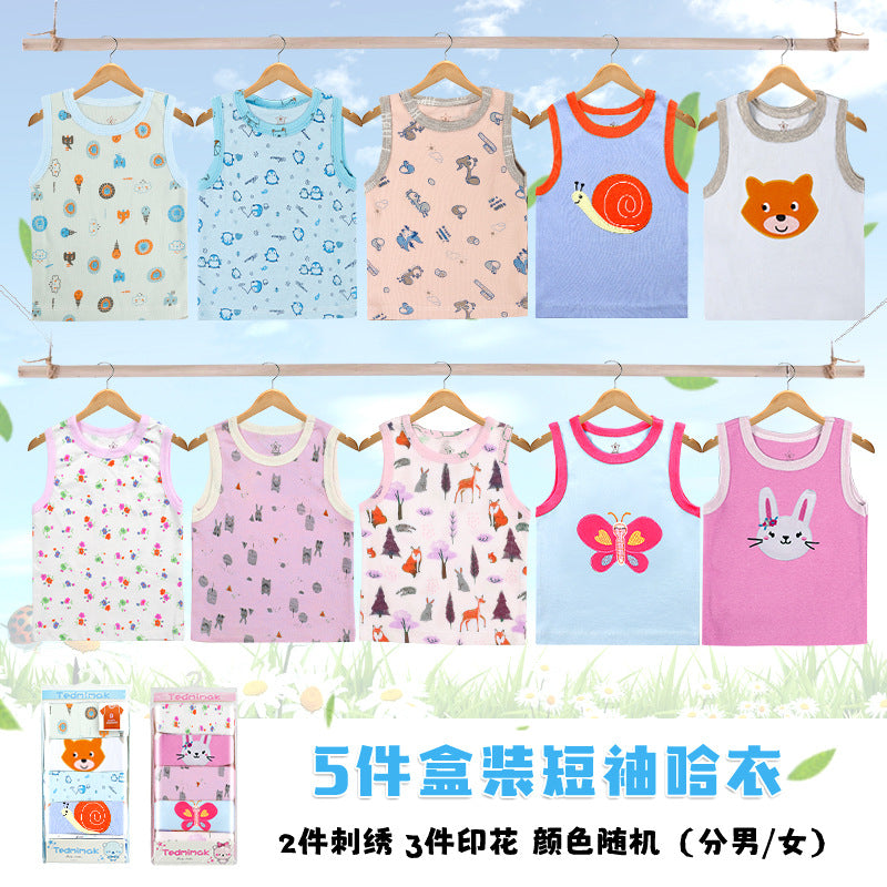 Babys T-Shirts 5-Pack Multiple Designs Tees Sleeveless Tops for 0-24 Months