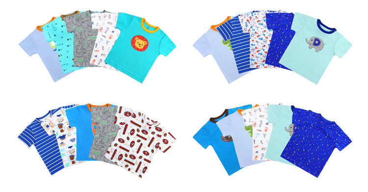 Babys T-Shirts 5-Pack Multiple Designs Tees Short Sleeve Tops for 0-24 Months