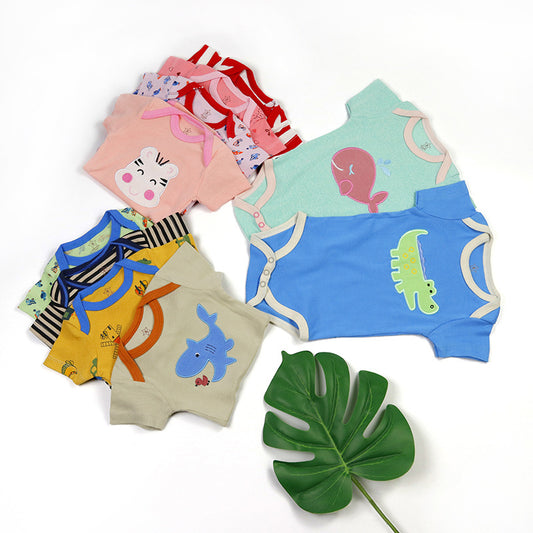 Baby Bodysuit Cotton Short Sleeve Vests for Newborn 5-Pack One-Piece Suit for Boy and Girl 0-24 Months