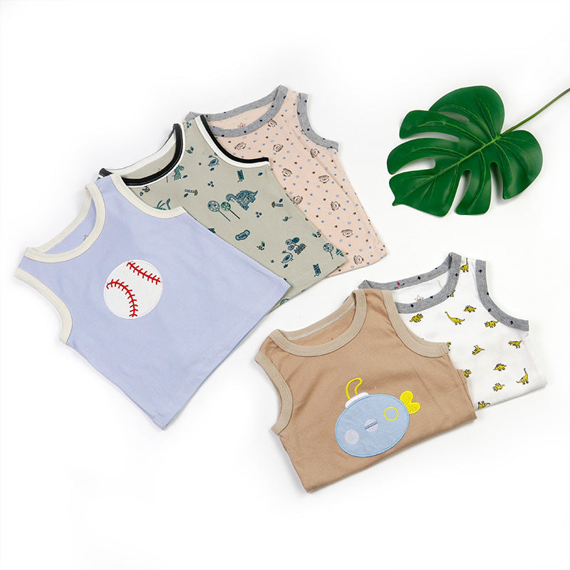 Babys T-Shirts 5-Pack Multiple Designs Tees Sleeveless Tops for 0-24 Months