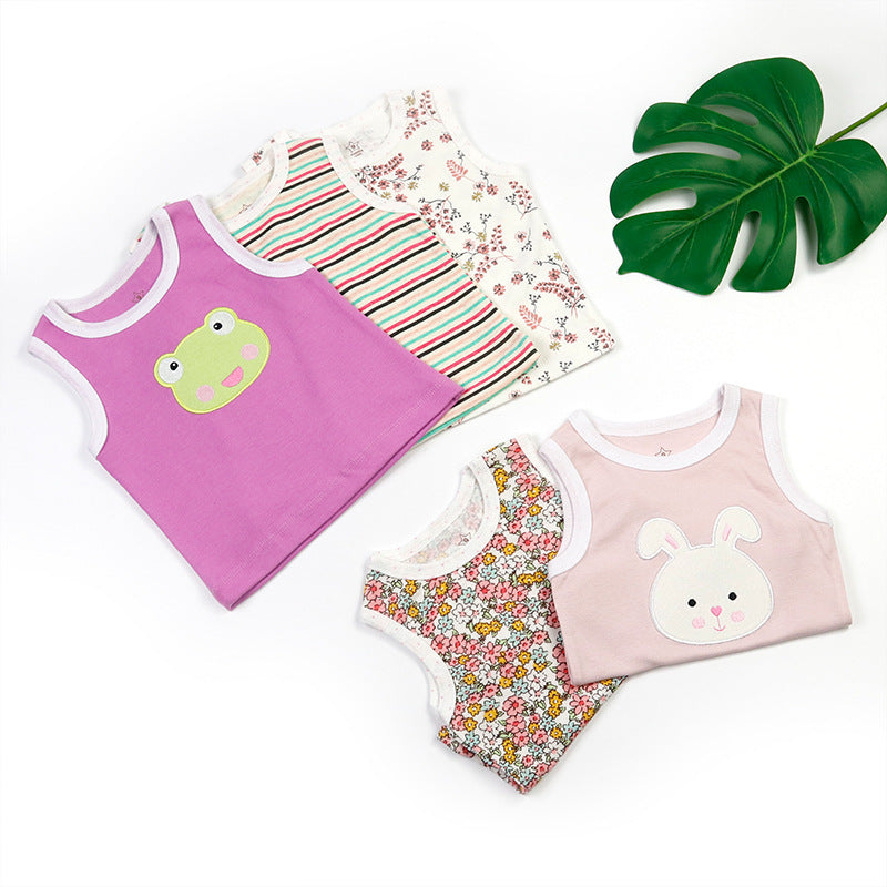 Babys T-Shirts 5-Pack Multiple Designs Tees Sleeveless Tops for 0-24 Months
