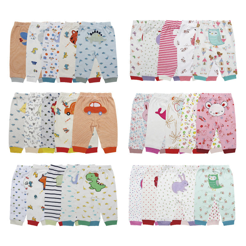 5Pcs Baby Toddler Cartoon Print Long Pants Elastic Waist Cotton Sleepwear Pants Leggings for Boys Girls  Unisex
