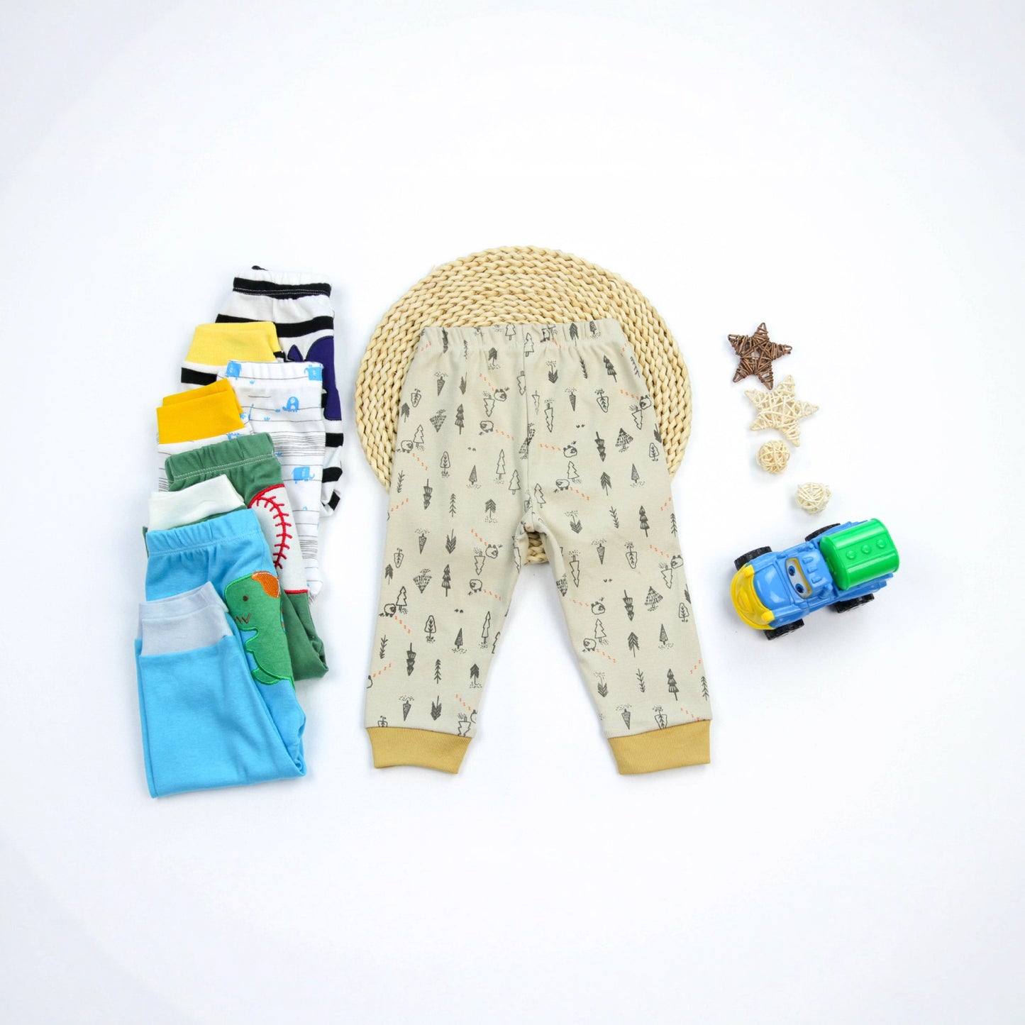 5Pcs Baby Toddler Cartoon Print Long Pants Elastic Waist Cotton Sleepwear Pants Leggings for Boys Girls  Unisex