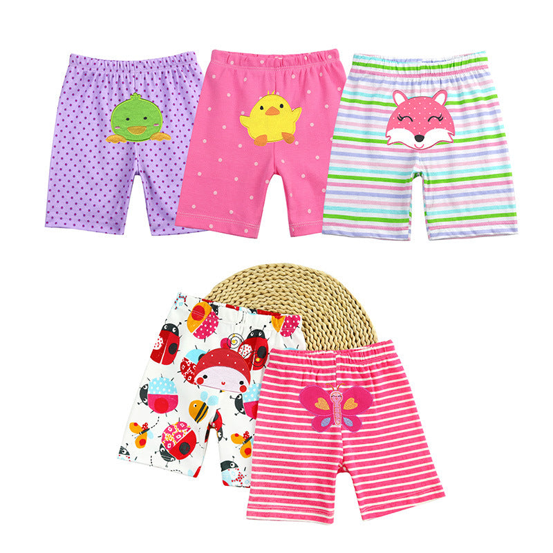 5Pcs Baby Toddler Cartoon Print Short Pants Elastic Waist Cotton Sleepwear Pants Leggings for Boys Girls  Unisex