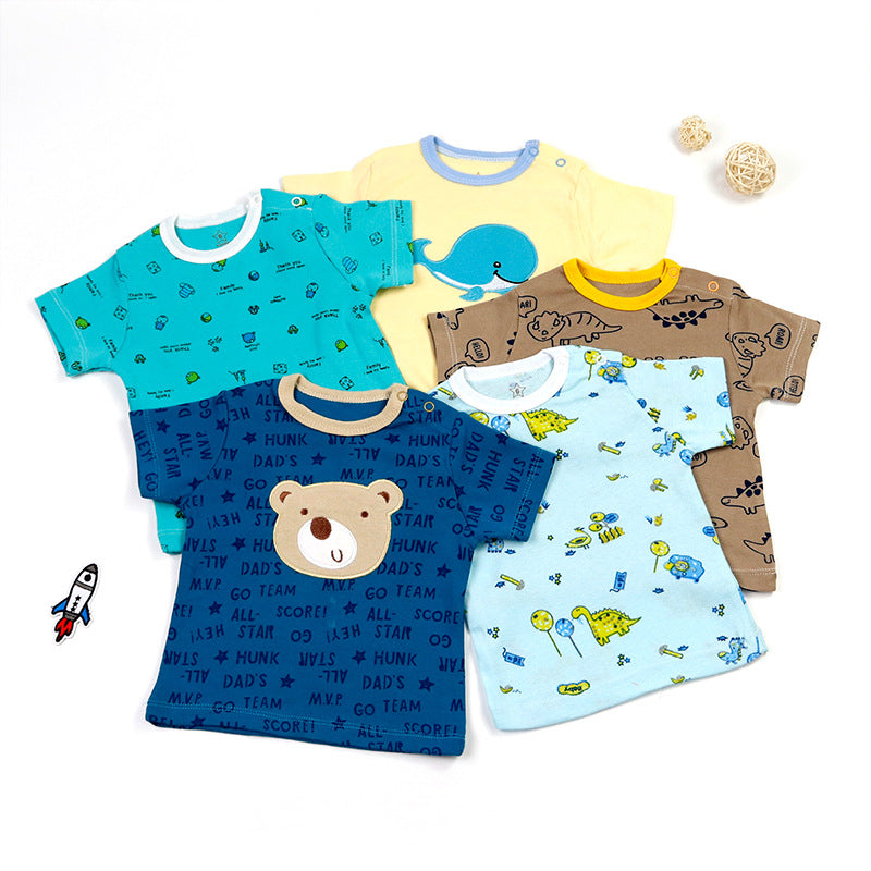 Babys T-Shirts 5-Pack Multiple Designs Tees Short Sleeve Tops for 0-24 Months