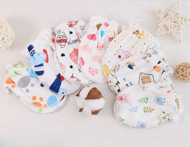 Newborn Baby Mittens Foot Cover Set Anti-Scratch Mittens Cotton New Born Baby Gloves