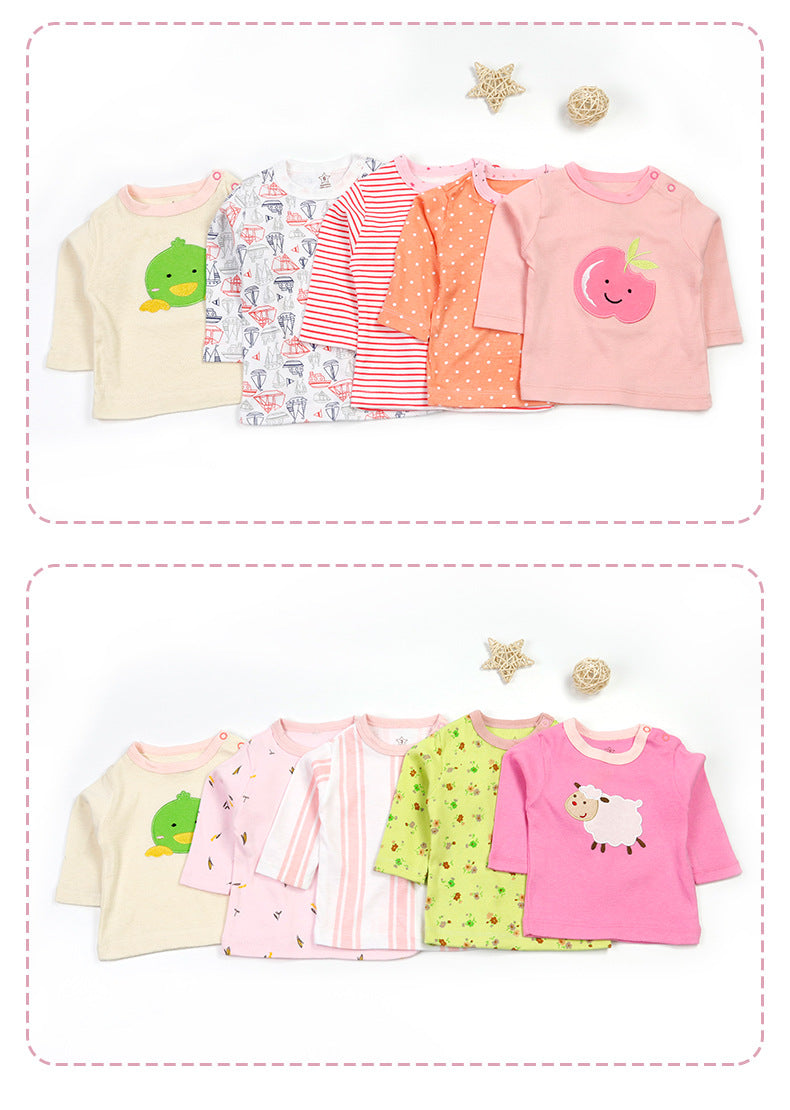 Babys T-Shirts 5-Pack Multiple Designs Tees Long Sleeve Tops for 0-24 Months
