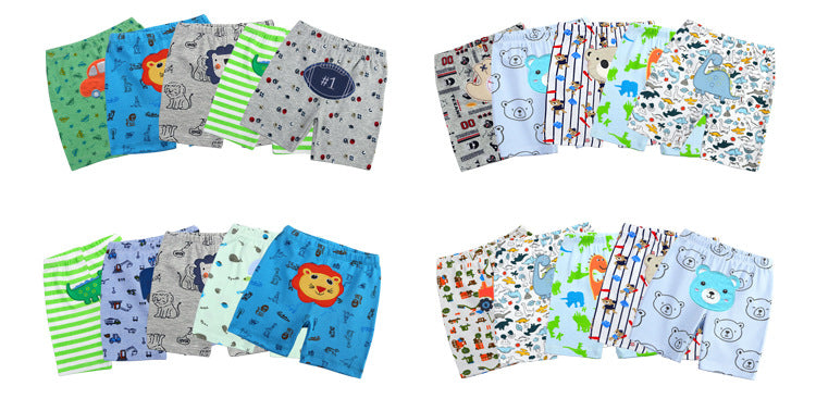 5Pcs Baby Toddler Cartoon Print Short Pants Elastic Waist Cotton Sleepwear Pants Leggings for Boys Girls  Unisex