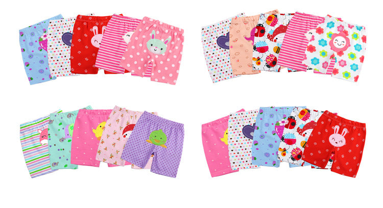 5Pcs Baby Toddler Cartoon Print Short Pants Elastic Waist Cotton Sleepwear Pants Leggings for Boys Girls  Unisex