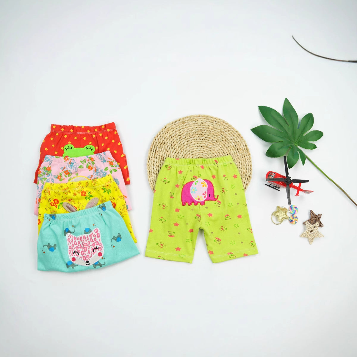 5Pcs Baby Toddler Cartoon Print Short Pants Elastic Waist Cotton Sleepwear Pants Leggings for Boys Girls  Unisex